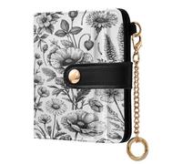 xigua Wildflowers Plants Wallet for Women, Small Slim PU Leather Credit Card Wallets RFID Blocking Bifold, Zipper Coin Pocket Purse