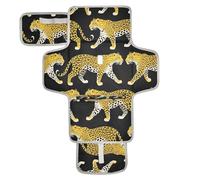 xigua Wildlife Leopards Portable Diaper Changing Pad, Waterproof Baby Changing Mat with Storage Pocket & Built-in Pillow, Foldable Travel Pad, Newborn Gift Set for Boy Girl