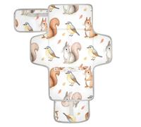xigua Woodland Creatures Pattern Portable Diaper Changing Pad, Waterproof Baby Changing Mat with Storage Pocket & Built-in Pillow, Foldable Travel Pad, Newborn Gift Set for Boy Girl