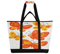 xigua Yellow Butterflies Insulated Reusable Grocery Bags, Large Heavy Duty Shopping Tote, Foldable Cooler Bag with Handles for Fruit Vegetable Clothes Toys and Picnic339