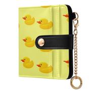 xigua Yellow Rubber Ducks Wallet for Women, Small Slim PU Leather Credit Card Wallets RFID Blocking Bifold, Zipper Coin Pocket Purse
