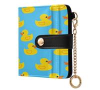 xigua Yellow Rubber Ducks Wallet for Women, Small Slim PU Leather Credit Card Wallets RFID Blocking Bifold, Zipper Coin Pocket Purse