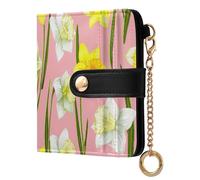 xigua Yellow White Narcissus Flower Women's RFID Wallet -Sof Leather Small Ladies Purse with Zipper Coin Pocket & ID Window - Purse Card Holder for Women655