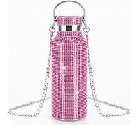 Xigugo Bling Diamond Thermal Bottle, Glitter Water Bottle, 500ml Pink, Insulated, Reusable, Stainless Steel, Coffee, Tea, On-the-go, Home, Office, Outdoor