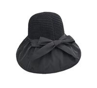 Xigule Women Wide Brim Sun Hat,Foldable Bucket Hat UV Protection, Bowknot Floppy Sun Hat, Summer, for Travel, Vacation, Decorative Accessory (Black)