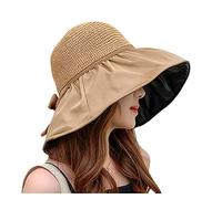 Xigule Women Wide Brim Sun Hat,Foldable Bucket Hat UV Protection, Bowknot Floppy Sun Hat, Summer, for Travel, Vacation, Decorative Accessory (Khaki)