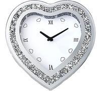 XIHACTY : Wall Clock, Heart-Shaped Mirror Glass Wall Clock, Cute Diamond 12-inch Non-Ticking Clock for Wall Décor, Perfect Home Decor for Bedroom, Bathroom Motif, Dining Room(Excluding Batteries.)