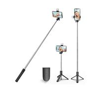 XIHAMA Selfie Stick Tripod with Fill Light - Stable Tripod Stand with Detachable Wireless Remote Compatible with iPhone 15 Pro Max/15 Plus/14/13, Samsung, LG, Google Smartphones (Black+Light-1)