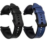 XIHAMA Watch Band Compatible with Samsung Galaxy Watch 6 40/44mm,6 Classic 43/47mm,20mm Quick Release Strap Soft Genuine Leather Hybrid Silicone Replacement Strap for Galaxy Watch 6 5 4, 20 mm