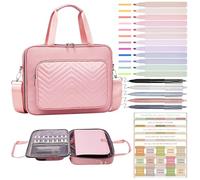 Xihan Bible Bag and Bible Case Cover Set,Pink Bible Study For Women Bundle With Pens,Highlighters, Scripture Tabs
