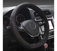 Xihaoerr D Steering Wheel Cover Heavy Genuine Leather Breathable Non-Slip (Red line)