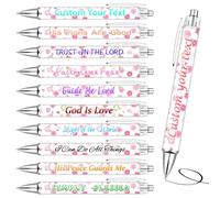 Xihedfd Personalised Pens with Text Customised Printed Christian Pen Bible Verse Ballpoint Custom Retractable Pens Bulk Corporate Gift Wedding Favors Event Giveaways Religious Gifts for Women Men