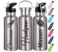 Xihedfd Personalised Water Bottles Custom with Straw Lid 350/750ml Engraved Name Logo Insulated Bottle Customised Double Wall Stainless Steel Water Bottles Gift for School Sports Office Outdoors