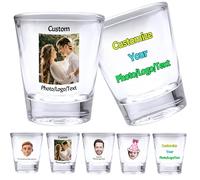 Xihedfd Shot Glasses Personalised Picture Logo Text Face Photo Customised 1.5 oz Shot Glass Cup for Whiskey Tequila Vodka Espressos Spirits Liquors