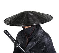 Xihexi Samurai Swordsman Cosplay Chinese Bamboo Hat - Japanese Asian Style, Dia.21 Inches, Depth 4 Inches (Black)