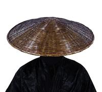 Xihexi Samurai Swordsman Cosplay Chinese Bamboo Hat - Japanese Asian Style, Dia.21 Inches, Depth 4 Inches (Brown)
