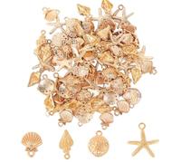 XIHIRCD 100pcs Metal Seashell Starfish Conch Pendant Charms | Summer Beach Charm Zinc Alloy Sea Shell Fish Charms Beach Jewelry Making Accessories for Necklace Bracelet DIY Craft
