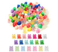 XIHIRCD 100pcs Mini Resin Frogs, Luminous & Solid Colors, Glow in the Dark, Miniature Resin Frogs, Garden Decor, DIY Crafts, Dollhouse Decor, Ages 3+