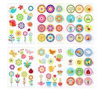 XIHIRCD 12 Sheets Multicolore Floral Stickers, 160 Pieces, Waterproof, Suitable for Plastic, Glass, Metal, Reward Stickers, Party Favors, Envelopes, Water Bottles, Computers