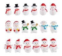 XIHIRCD 18pcs Mini Snowman Figurines, Miniature Snowman with Hat Tiny Resin Christmas Ornaments Decorations for Crafts DIY Micro Landscape Garden Dollhouse Xmas Festival Party Home Desktop Decor