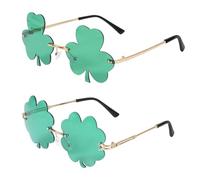 XIHIRCD 2 Pairs St. Patrick's Day Sunglasses, Green Shamrock Glasses & Four Leaf Clover Glasses Irish Sunglasses Leprechaun Glasses Eyewear for St. Patrick's Day Accessories Costume Decor