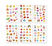 XIHIRCD 24 Sheets Colorful Spring Flowers Stickers, Nature Stickers for Kids Prizes, Waterproof, Plastic Material, Rectangular, Square Shapes, Outdoor Use