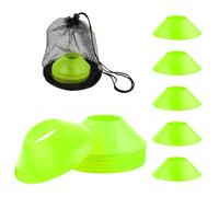 XIHIRCD 25pcs Soccer Cones for Training, Mini Small Football Flexible Agility Disc Cones with Mesh Bag for Kids Basketball Practice Equipment Skating and Other Sports Games (Fluorescent Green)