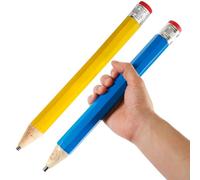 XIHIRCD 2pcs 13 Inch Wooden Jumbo Pencils, Blue & Yellow Large Toy Pencils with Cap & Eraser