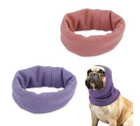 XIHIRCD 2pcs Dog Ear Muffs,Ear Wraps for Dog Soft Pet Ear Cover Protectors Dog Snoods Quiet Ears for Dog Neck and Ear Warmer Headwear Dog Ear Protection from Noise (Purple & Pink, M)