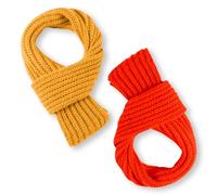 XIHIRCD 2pcs Kids Scarf, Small Soft Knitted Scarves Winter Neck Warmer Reusable Winter Clothing Wear for Toddlers Boys Girls Children in Cold Weather (Ginger, Bright Orange)