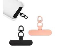 XIHIRCD 2pcs Phone Tether Tabs, Universal Phone Lanyard Tab Phone Strap Replacement Part 360° Rotatable Connector Metal Phone Lanyard Patch Pad for Cell Phone Cases(Rose Gold, Black)
