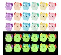 XIHIRCD 30pcs Mini Resin Axolotl Miniature Figurines, Glow in The Dark Tiny Animal Figures Axolotl Luminous Charms Ornaments for DIY Garden Landscape Dollhouse Potted Plants Decorations (6 Colors)
