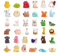 XIHIRCD 36pcs Mini Resin Animals, Multicolored Tiny Animal Figurines with 50 Glue Points for Garden, Home, Office Decor