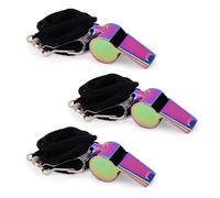 XIHIRCD 3pcs Whistles with Lanyard, Colorful Stainless Steel Whistle with Nylon Lanyard Loud Sound Sports Whistle Coach Teachers Whistle Loud Crisp Sports Ref Whistle for Footbal Referees Officials