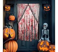 XIHIRCD 4pcs Halloween Door Curtain, Horror Doorway Curtains Haunted House Curtains Halloween Black Gauzes Halloween Creepy Cloth for Home Windows Garden Decorations