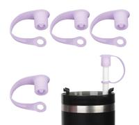 XIHIRCD 4pcs Straw Covers, Reusable Silicone Straw Cap Spill Proof Dust Proof Fingerprint Style Straw Toppers 6-10mm in Diameter Straw Cover Protector for Stanley Cup (Purple)