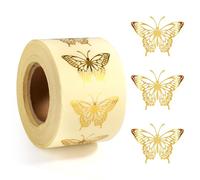 XIHIRCD 500pcs Gold Butterfly Stickers, Elegant Gold Foil Butterfly Envelope Seal Stickers for Invitation Card Gift Wrap Wedding Party Baby Shower