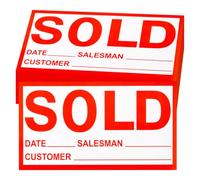 XIHIRCD 50pcs Sold Stickers, 18x10cm/7x4in Self-Adhesive Sold Sign(Red) | Red Square Sold Out Stickers No Residue, Strong Adhesion & Smooth to Write, Sold Labels for Cars Retail Stores Markets Shops