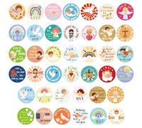 XIHIRCD 600pcs Christian Religious Stickers for Kids, 1" Round Jesus Stickers for Adults, Inspirational Faith Decals for Catholic Bible, Art Crafts, Easter Decor (Angel Style)