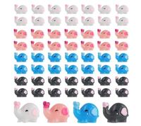 XIHIRCD 60pcs Mini Elephant Figurines, Resin Miniature Elephant Animal Figures Small Miniature Garden Decorations Tiny Cute Fairy Ornament Micro Landscape for Patio Home Decor DIY Crafts(4 Colors)