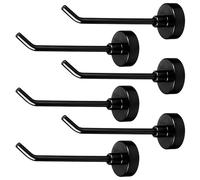 XIHIRCD 6pcs Magnetic Hanging Hooks, 1.7lb 3 Inch Large Long Heavy Duty Hook, Strong Magnet Cabin Fridge Wall Mount Peg, Magnetic Hanger for Cruise Ship Travel Garage Kitchen Refrigerator (Black)