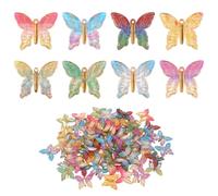 XIHIRCD 80pcs Micro Resin Butterflies, Colourful Miniature Tiny Butterfly Crafts Mini Resin Butterflies with Gold Vein Pattern for Doll House Decor Dream Garden Fairy Toy Landscape Small Things