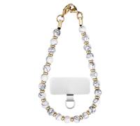 XIHIRCD Beaded Phone Wrist Strap, Detachable Beaded Chain Strap with Metal Glueless Tether Tag Tab Phone Bracelet Strap Beaded Phone Lanyard Phone Charms Strap Connector for Women Girls(White)