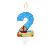 XIHIRCD Birthday Number Candle, Beach Theme, Sailing Boat Design, Paraffin Blue, Number 2