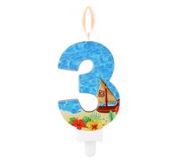XIHIRCD Birthday Number Candle, Beach Theme, Sailing Boat Design, Paraffin Blue, Number 3
