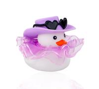 XIHIRCD Car Ducks for Dashboard, Cute Car Rubber Duck Ornament Purple Cowboy Duck Decoration Accessories with Glasses Hat Skirt for Car Table Refrigerator Decoration