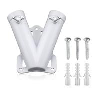 XIHIRCD Double Flag Pole Bracket Holder, V Shape Sturdy Aluminum Alloy Flagpole Wall Mount Bracket Windproof Flag Holder Mounting for Outdoor House Memorial Day National Holiday