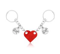XIHIRCD Matching Brick Heart Keychain for Couples, Custom Couple Key Chain Pinky Promise Pendant Cute Couple & Friendship Gifts for Boyfriend Girlfriend Friend Couples(Red)