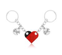 XIHIRCD Matching Brick Heart Keychain for Couples, Custom Couple Key Chain Pinky Promise Pendant Cute Couple & Friendship Gifts for Boyfriend Girlfriend Friend Couples(Red, Black)