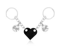 XIHIRCD Matching Brick Heart Keychain for Couples, Custom Couple Key Chain with Gift Box Pinky Promise Pendant Cute Couple & Friendship Gifts for Boyfriend Girlfriend Friend (Black)